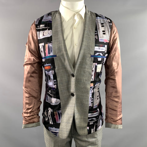 PAUL SMITH Chest Size 38 Grey Navy Window Pane Wool Notch Lapel 32 29 Suit