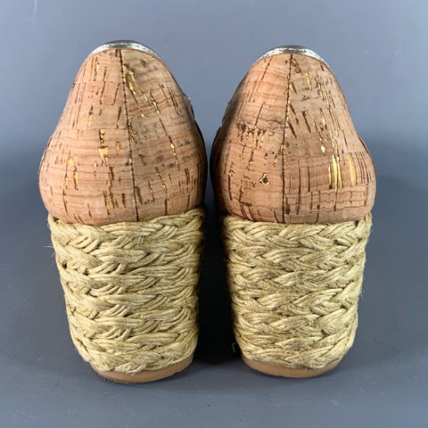 DONALD J PLINER Size 9 Gold Natural Espadrille Pumps