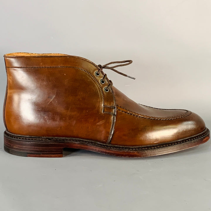 RALPH LAUREN Size 10.5 Gifford Brown Cordovan Leather Lace-Up Ankle Boots