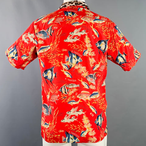 R13 SS19 Size XS Red Multi Color Hawaiian Viscose Camp Short Sleeve Shirt