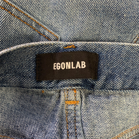 EGONLAB Size 32 Blue Denim Flared Baggy Jeans