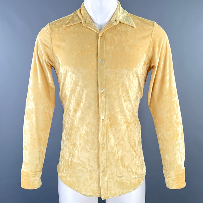 DRIES VAN NOTEN SS2020 Size 38 Yellow Velvet Polyester Blend Long Sleeve Shirt