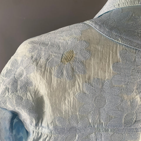 ANDERSON BELL Size L Light Blue White Floral Nylon Blend Pointed Collar Jacket