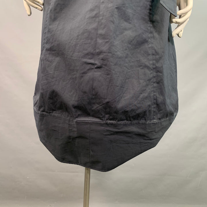 BALENCIAGA Size 10 Navy Cotton Belted A-Line Double Breasted Trench Coat
