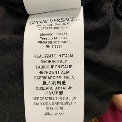 VERSACE Size 8 Black Multi-Color Viscose Elastane Long Sleeve Casual Top