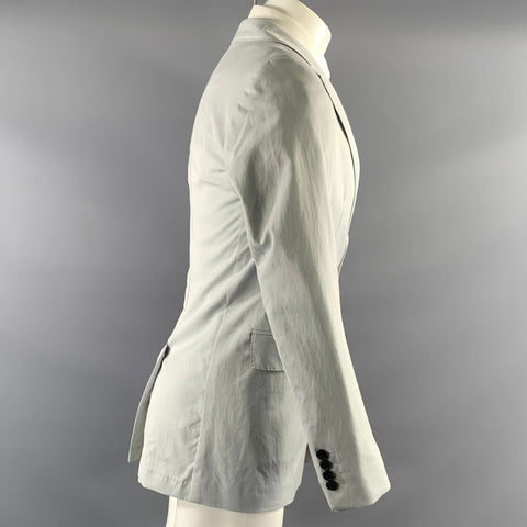 DRIES VAN NOTEN Chest Size 36 Grey Solid Cotton Notch Lapel Sport Coat