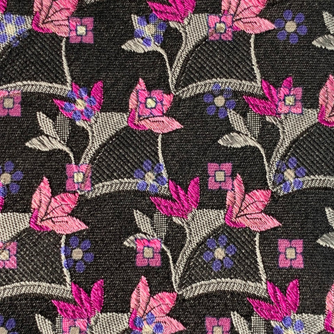 ROBERT TALBOTT Black Pink Abstract Floral Silk Tie