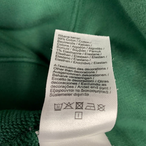 LACOSTE Size L Green Logo Cotton Hooded Sweatshirt