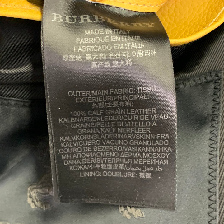 BURBERRY PRORSUM SS15 Size 42 Yellow Black Book Cover Print Leather Jacket