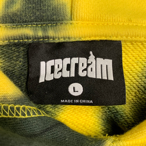 ICECREAM Size L Yellow Black Tie Dye Cotton Hoodie Tracksuit