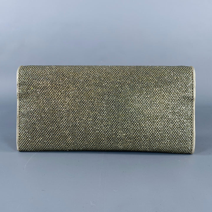 JIMMY CHOO Gold Shimmer Leather Metal Evening Handbag