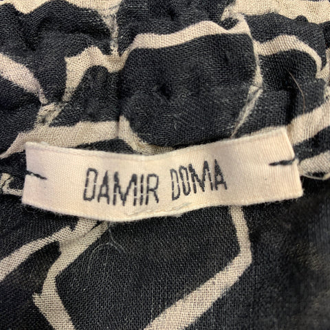DAMIR DOMA Size XL Black Beige Abstract Virgin Wool Blend Drop Crotch Shorts