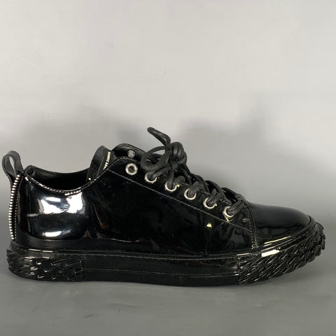 GIUSEPPE ZANOTTI Size 11 Black Leather Low Top Sneakers