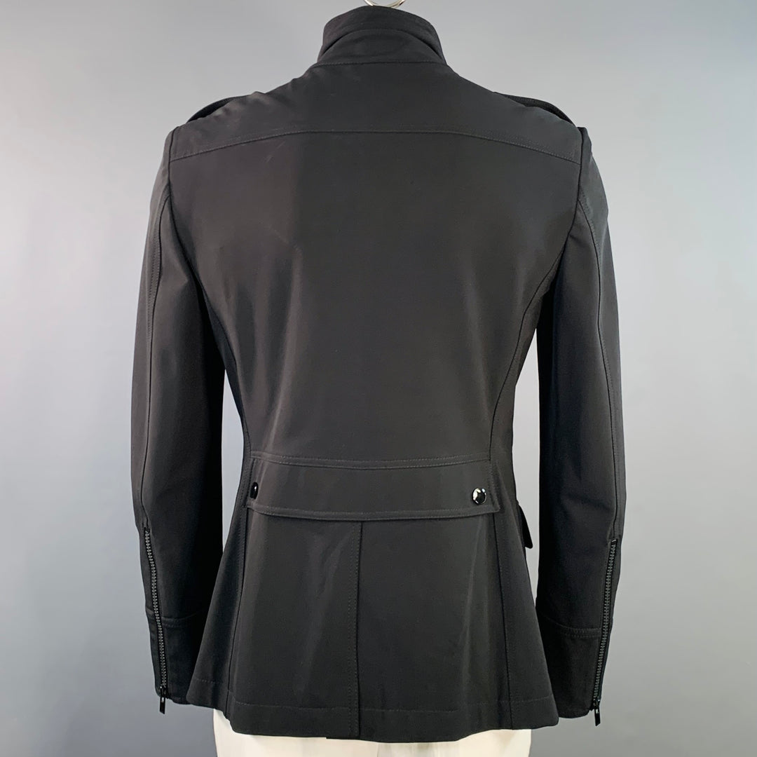 BURBERRY PRORSUM Size L Black Polyamide Blend Patch Pockets Zip Up Jacket