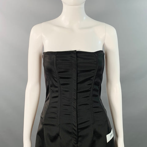DOLCE & GABBANA KIM Size 4 Black White Acetate Blend Strapless Cargo Jumpsuit