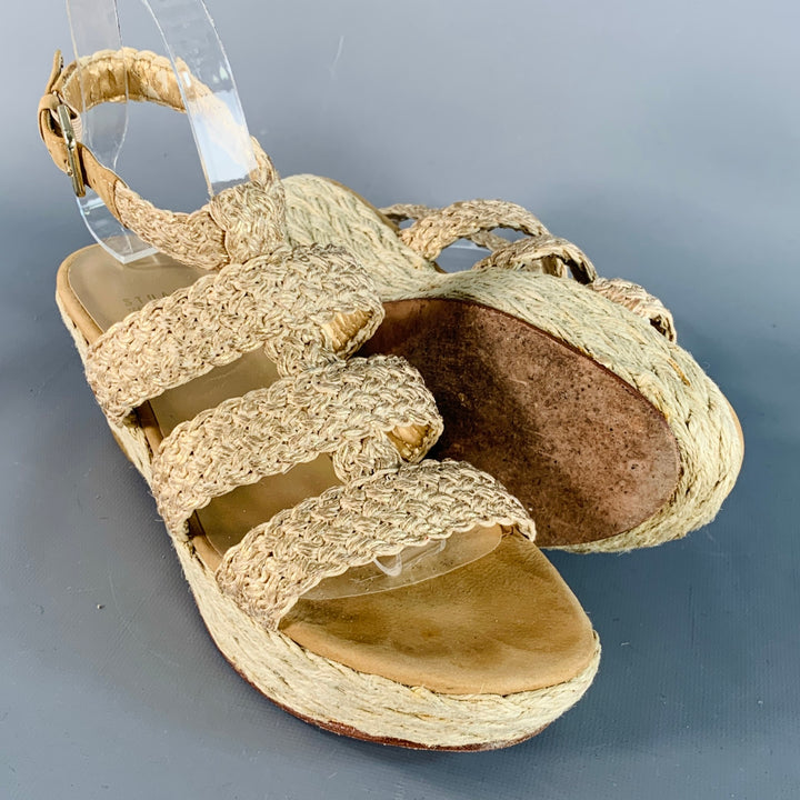 STUART WEITZMAN Size 7 Beige Natural Metallic Espadrille Sandals