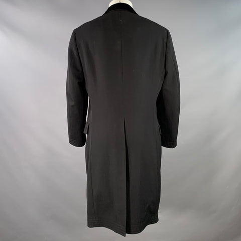 RALPH LAUREN Size 38 Black Wool Velvet Trim Notch Lapel Hidden Buttons Coat
