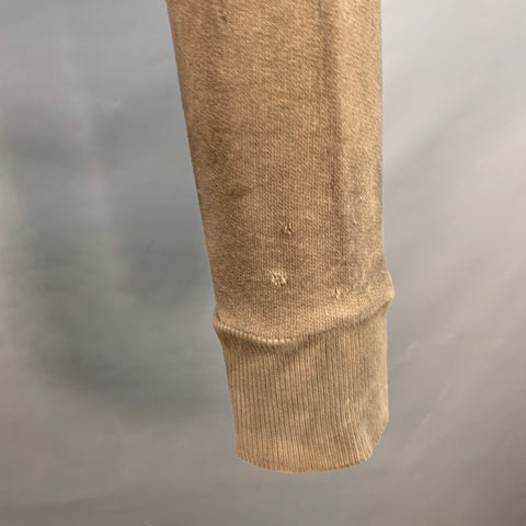 BALMAIN Size M Grey Olive Cotton Distressed Hoodie Sweatshirt