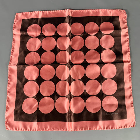 ERMENEGILDO ZEGNA Pink Brown Dots Silk Pocket Square