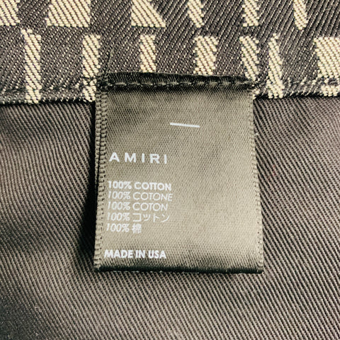 AMIRI Size 34 Black Grey Logo Cotton Jean Cut Wide Leg Casual Pants