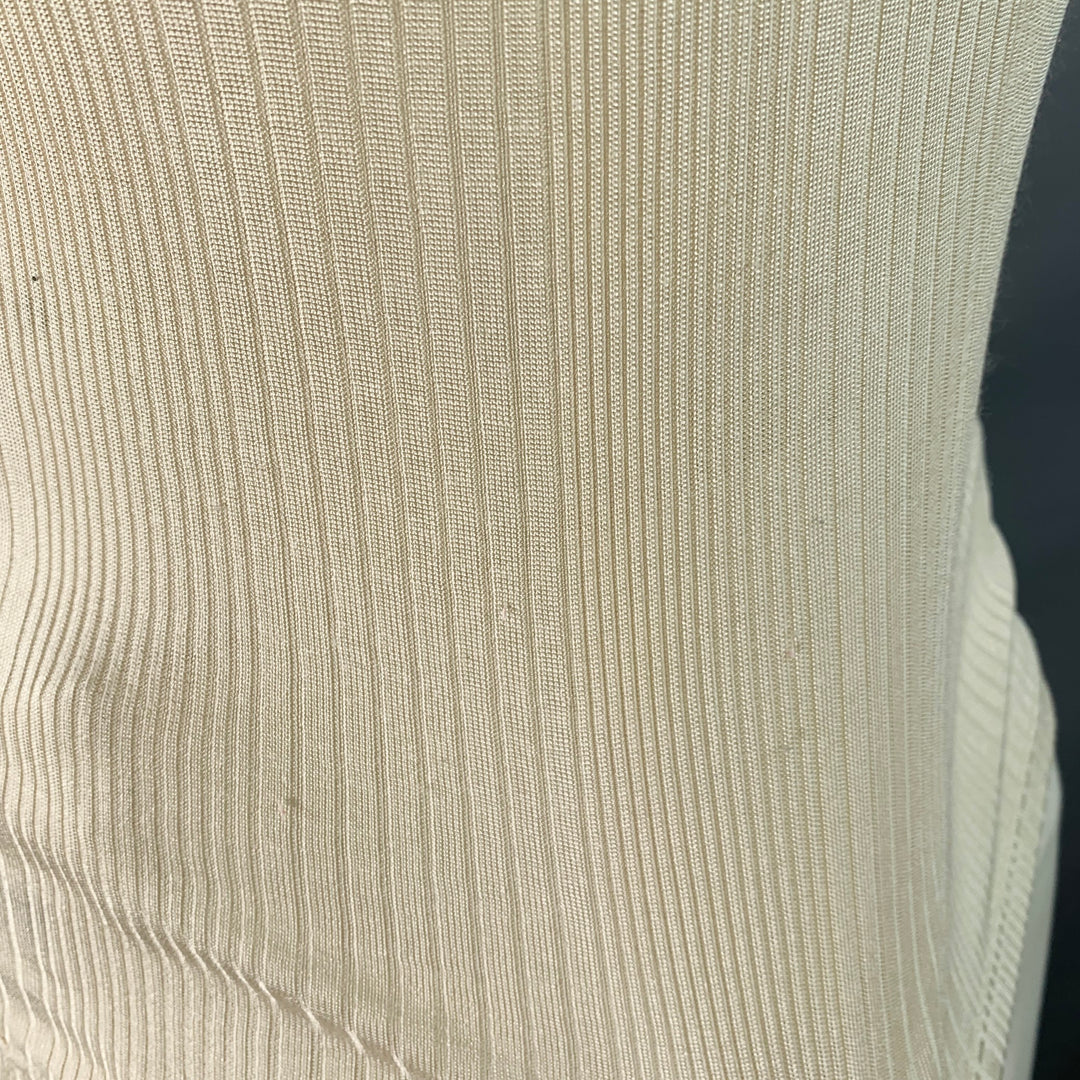 PS by PAUL SMITH Size L Cream Rib Knit Polyamide Crew Neck T-shirt