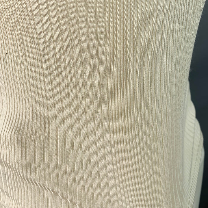 PS by PAUL SMITH Size L Cream Rib Knit Polyamide Crew Neck T-shirt