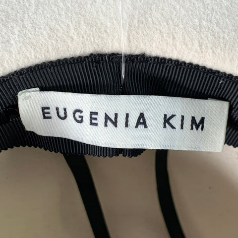 EUGENIA KIM Chapeau Fedora Blanc en Feutre de Laine avec Nœud Ornemental Taille Unique