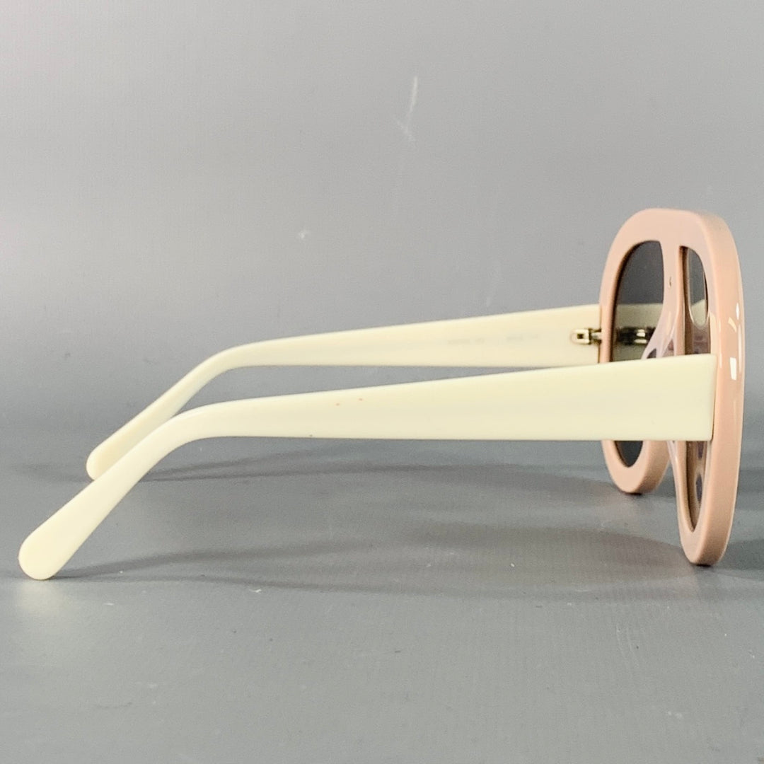 STELLA McCARTNEY Pink White Acetate Oversized Aviator Sunglasses