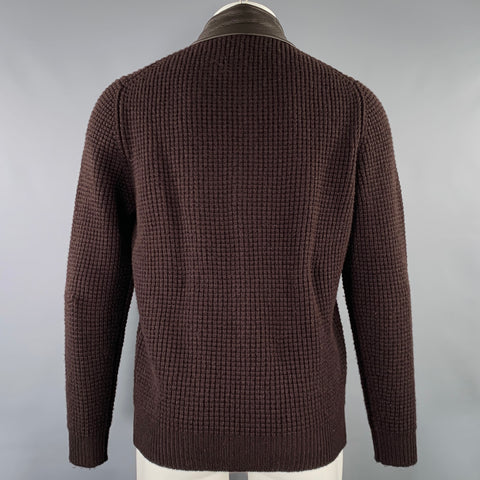 ERMENEGILDO ZEGNA Size M Brown Knit Cashmere 1/4 Zip Sweater