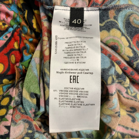 ETRO Size S Multi Color Viscose Blend Paisley Draped Neck Casual Top
