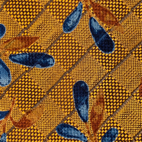 ERMENEGILDO ZEGNA Gold Blue Textured Silk Tie