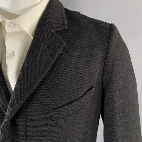 DRIES VAN NOTEN Size 40 Black Cotton Wool Hidden Placket Coat