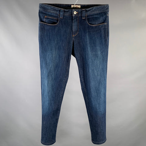 LORO PIANA Size 34 Blue Cotton Blend Slim Cut Casual Pants