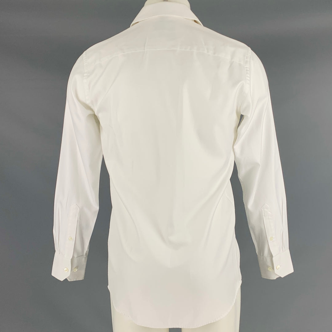 HARDY AMIES Size S White Twill Cotton Long Sleeve Shirt