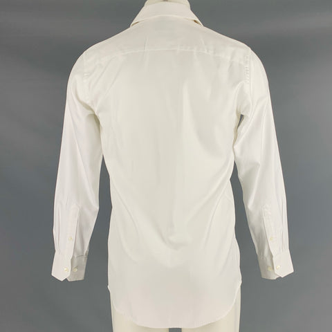 HARDY AMIES Size S White Twill Cotton Long Sleeve Shirt