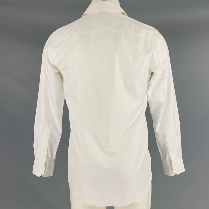 HARDY AMIES Size S White Twill Cotton Long Sleeve Shirt