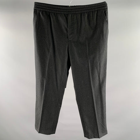 SALVATORE FERRAGAMO Size 36 Grey Charcoal Wool Elastic Waistband Pants