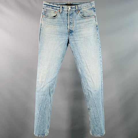 ALEX MILL Size 31 Light Blue Cotton Denim Twill Straight Button Fly Jeans