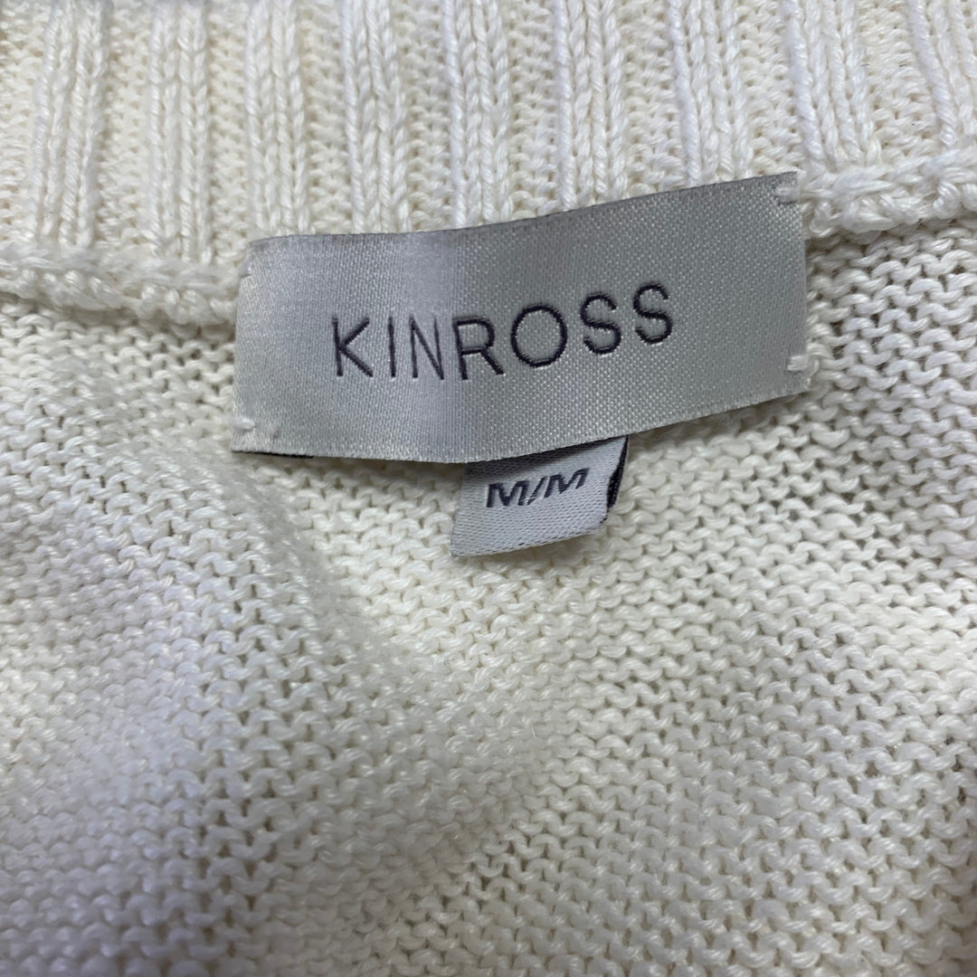 KINROSS Size M Cream Tan Linen Stripe Pull On Sweater