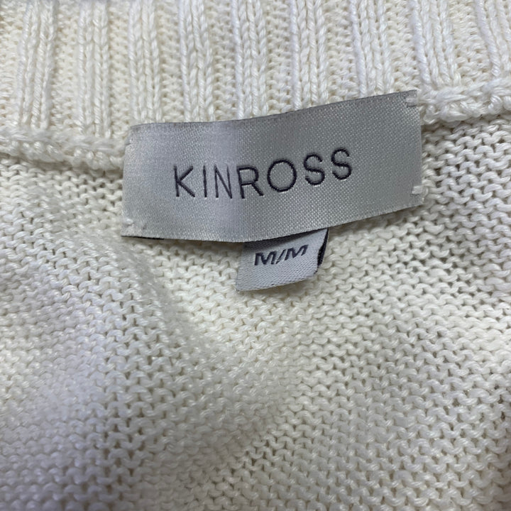 KINROSS Size M Cream Tan Linen Stripe Pull On Sweater
