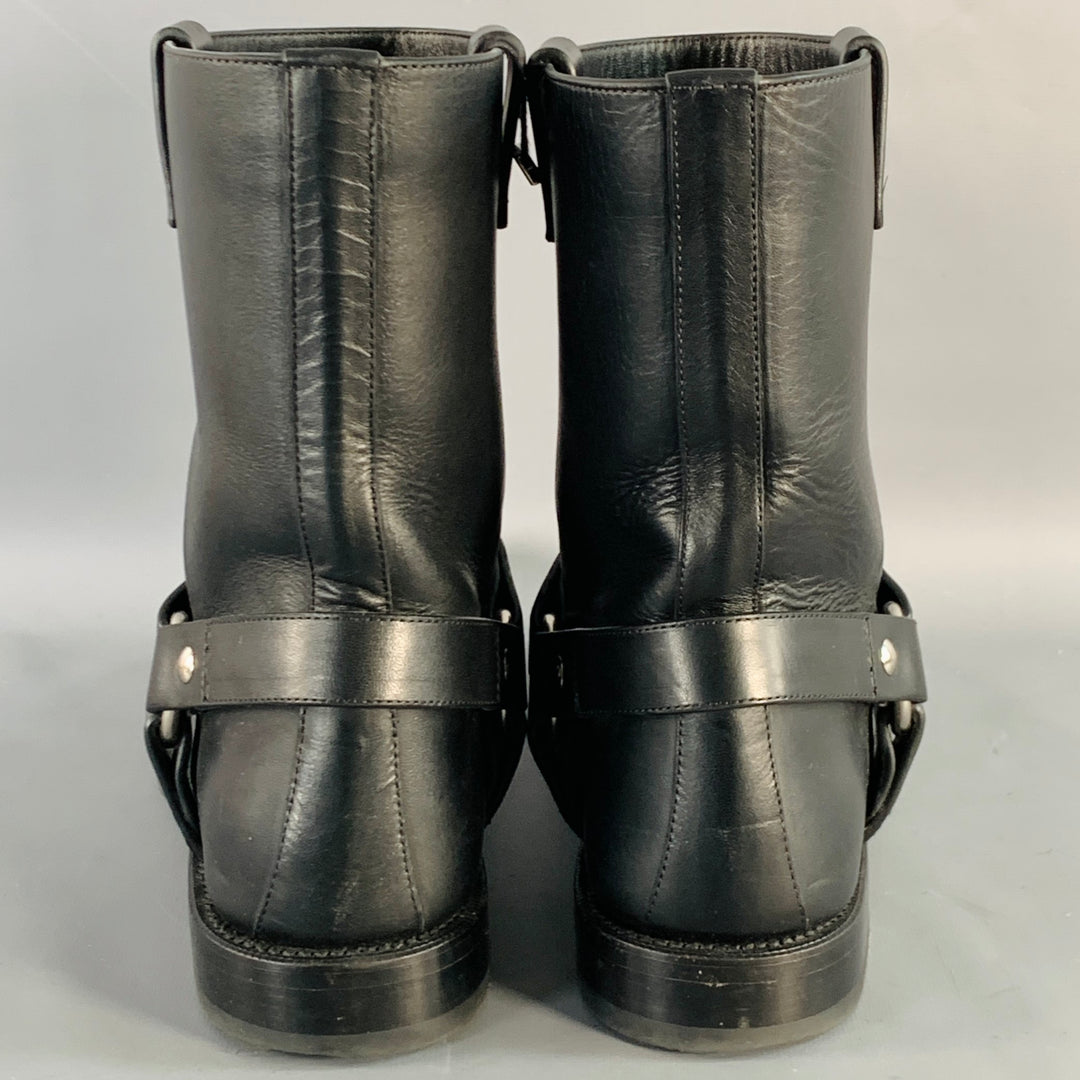 LOEWE Size 9 Black Leather Pull On Round Toe Harness Biker Boots LOEWE Size 9 Black Leather Pull On Round Toe Harness Biker  main image 3