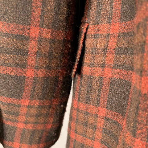 KITON Size 48 Burgundy Black Plaid Cashmere Silk Sport Coat