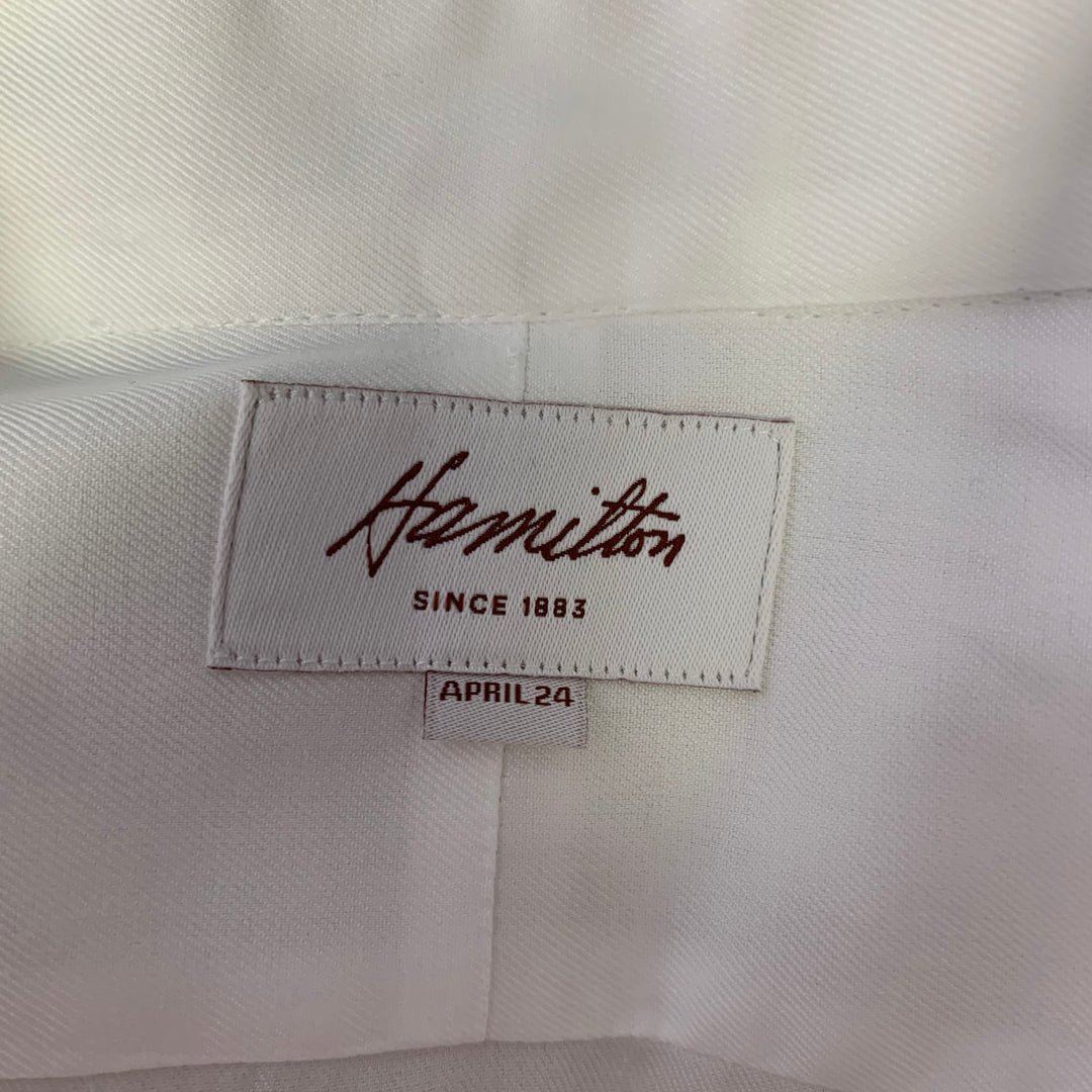 HAMILTON Size S White Cotton Spread Collar Long Sleeve Shirt
