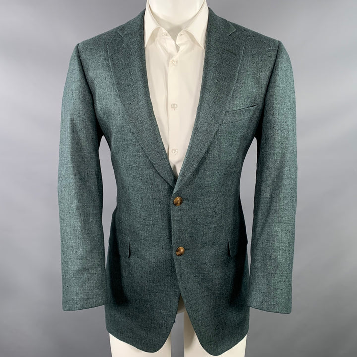 PAUL STUART Size 40 Green Silk Cashmere Single Breasted Sport Coat