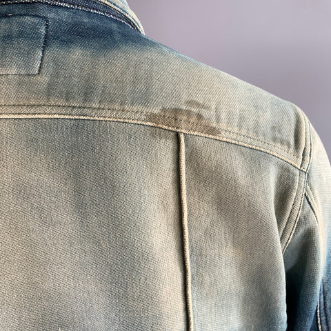 DIESEL Size L Blue Indigo Acid Wash Cotton Blend Trucker Jacket