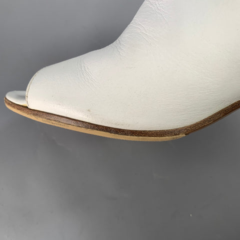 MAISON MARTIN MARGIELA Size 7 White Leather Peep Toe Boots