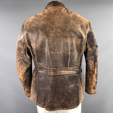 JULESONS BOSTON Size L Brown Distressed Leather Jacket