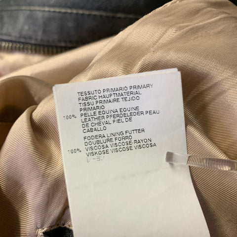 MARC JACOBS Size XXL Black Tan Distressed Leather Bomber Coat