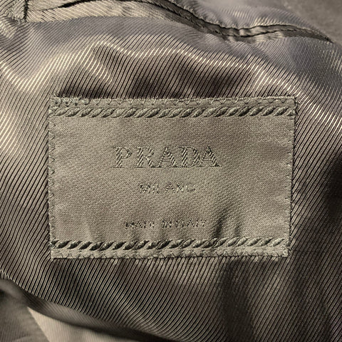 PRADA Manteau noir en cachemire à revers crantés, taille 46