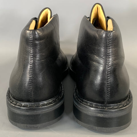 GIRAUDON Size 10 Black Leather Round Toe Lace Up Shoes